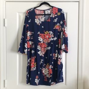Navy floral print dress